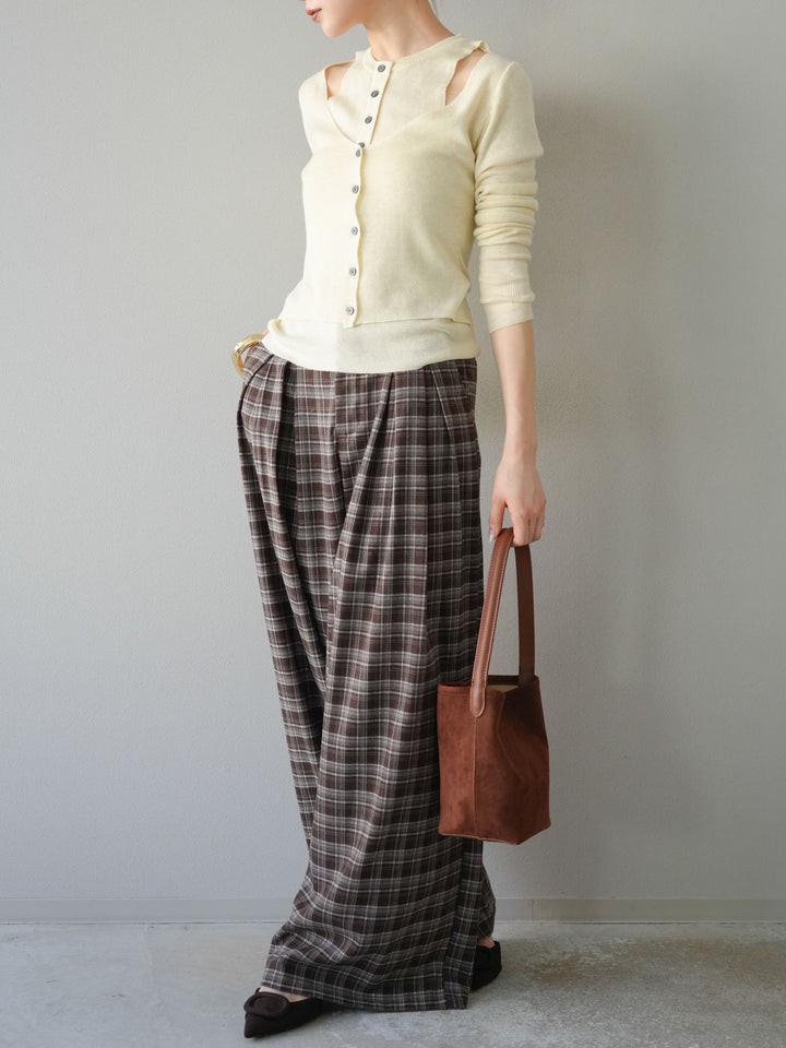 [予約]レイヤードデザインニットカーディガン/アイボリー