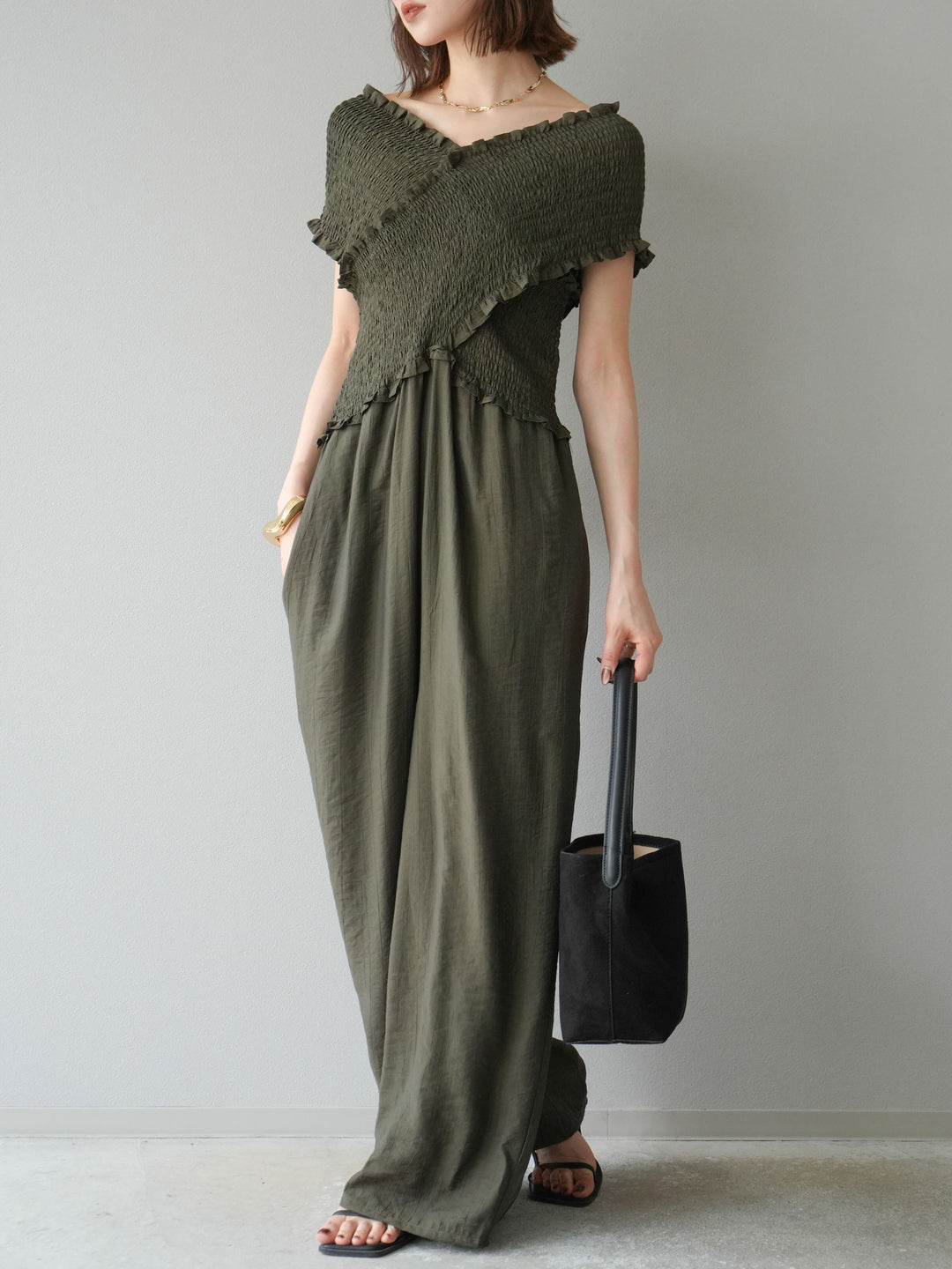 [SET]シャーリングクロスサロペット+シャーリングクロスサロペット(2set)