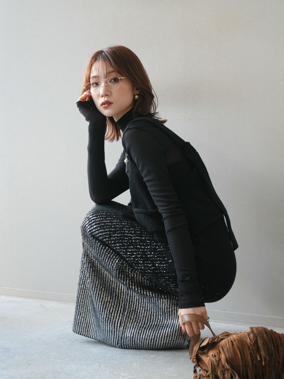 [予約]ニットビスチェ/black