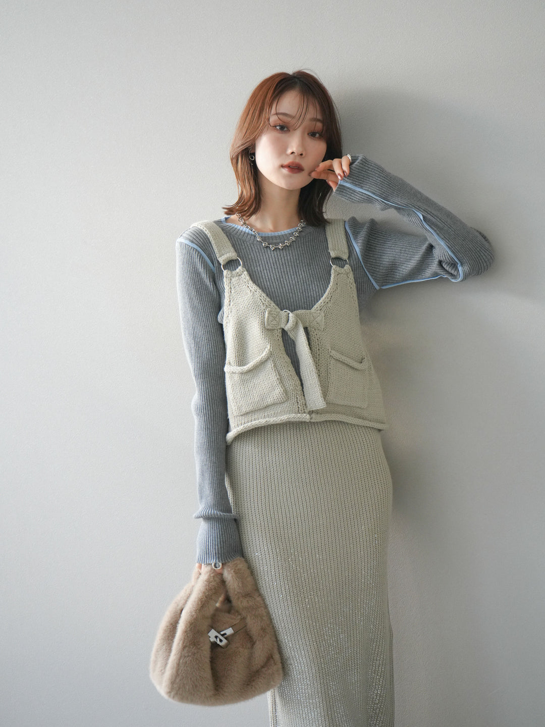 [予約]ニットビスチェ/lightgray