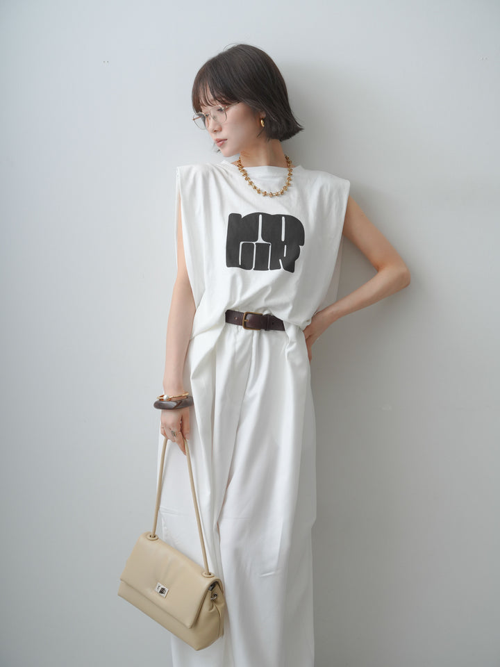 [SET]ヴィンテージロゴドロストTEE+ショルダータックノースリーブオーバーTEE(2set)