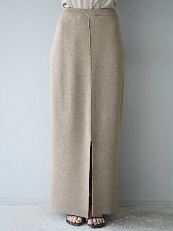 [予約]レーヨンポリIラインニットスカート/ベージュ