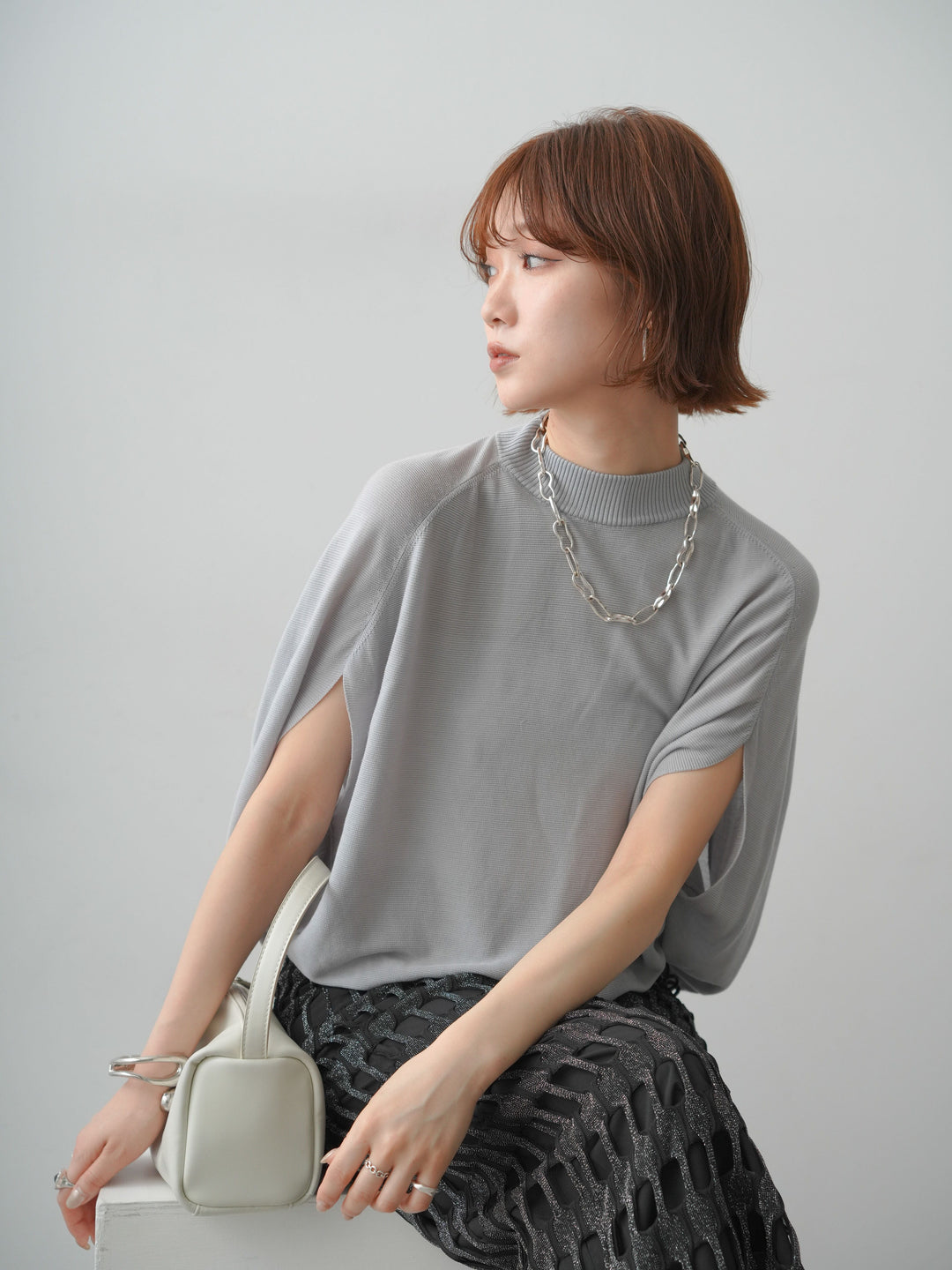 [SET]ボトルネックドロップショルダーニットトップス+ボトルネックドロップショルダーニットトップス(2set)
