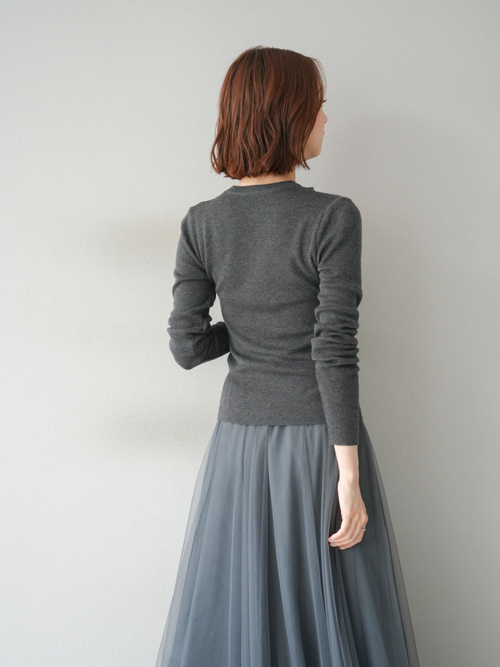 [予約]レイヤードデザインニットカーディガン/チャコール