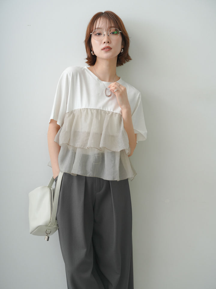 [SET]オーガンジーフリルドッキングTEE+選べるアクセセット(2set)
