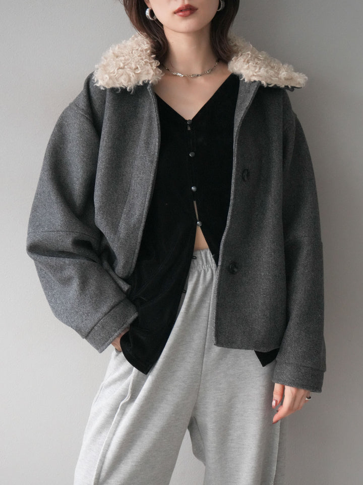 [予約]ロービングボアえりブルゾン/charcoal