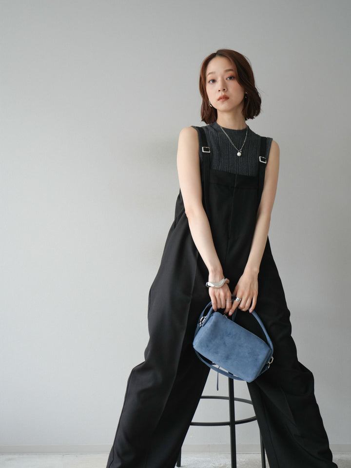 [予約]スリーブレスランダムリブニットトップス/グレー