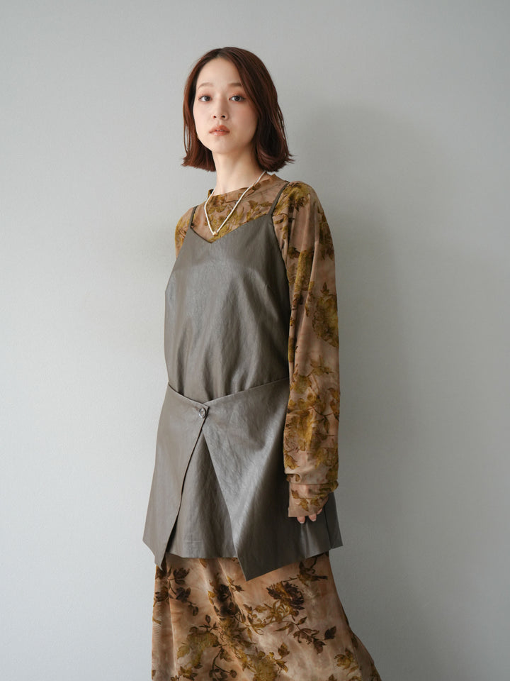 [予約]レイヤードレザーキャミソールチュニック/ブラウン