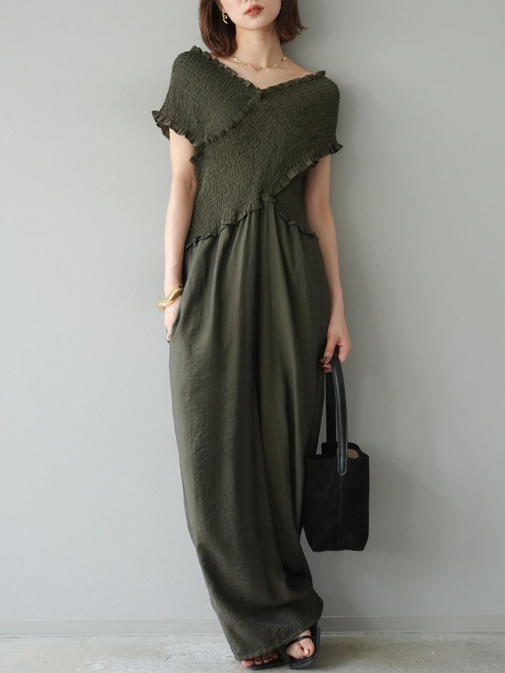 [SET]シャーリングクロスサロペット+シャーリングクロスサロペット(2set)