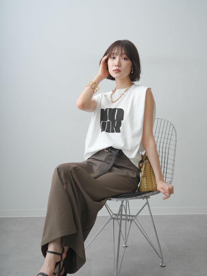 [先行販売！]ショルダータックノースリーブオーバーTEE+ショルダータックノースリーブオーバーTEE(2set)