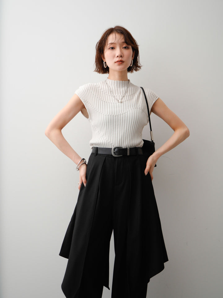 【套裝】Mode Line 羅紋法式針織上衣 + Mode Line 羅紋法式針織上衣（兩件套）