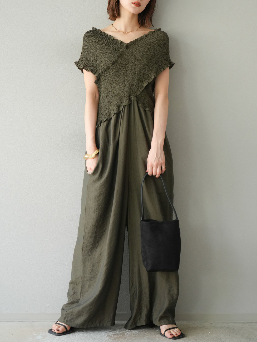 [SET]シャーリングクロスサロペット+シャーリングクロスサロペット(2set)