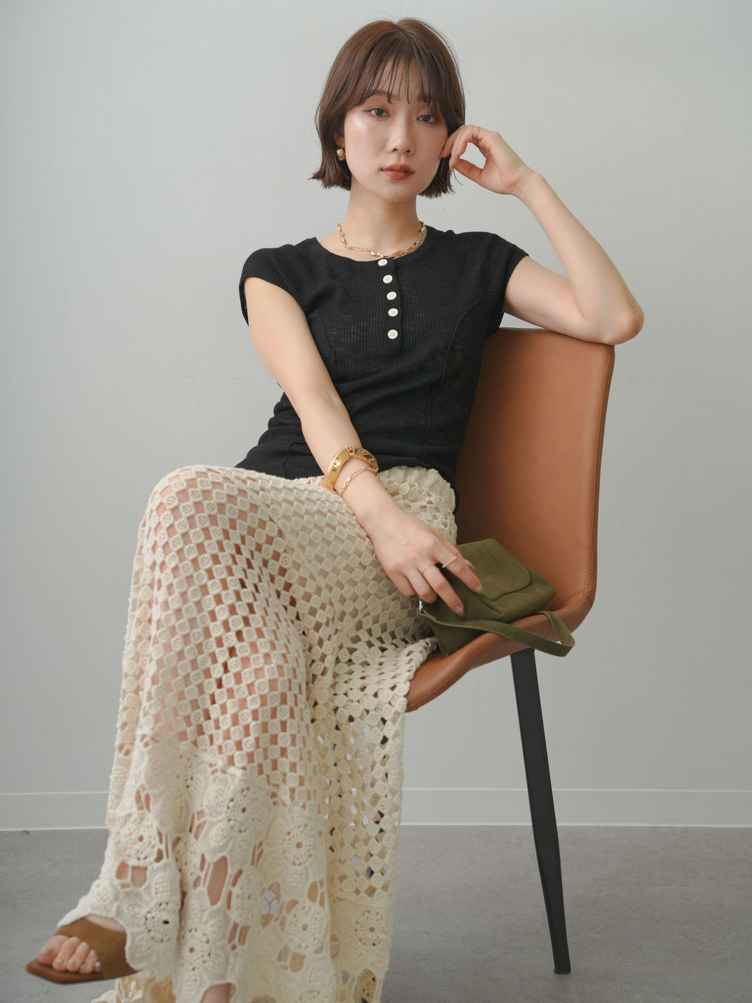 【套裝】亨利羅紋法式夏季針織上衣 + 亨利羅紋法式夏季針織上衣（兩件套）