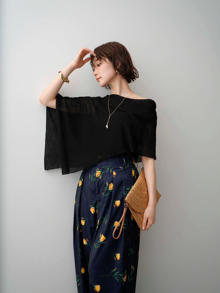 【套裝】不對稱披肩羅紋無袖針織上衣 + 配件套裝（2 套可選）