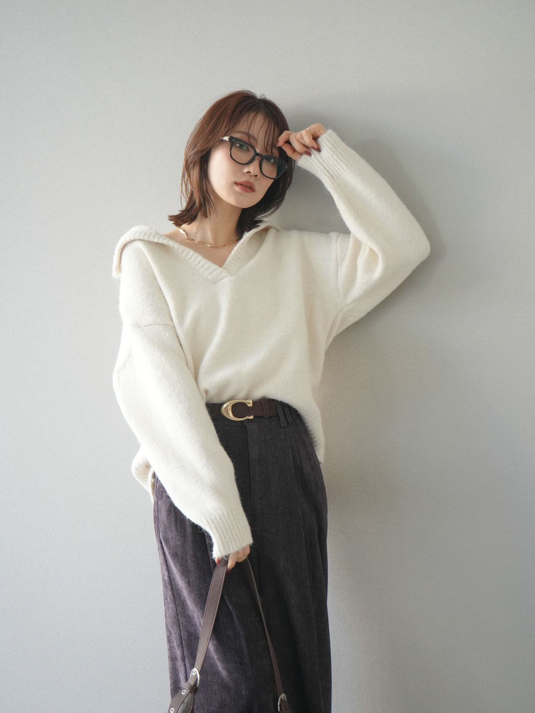 [SET]スキッパーニットプルオーバー+選べるアクセセット(2set)