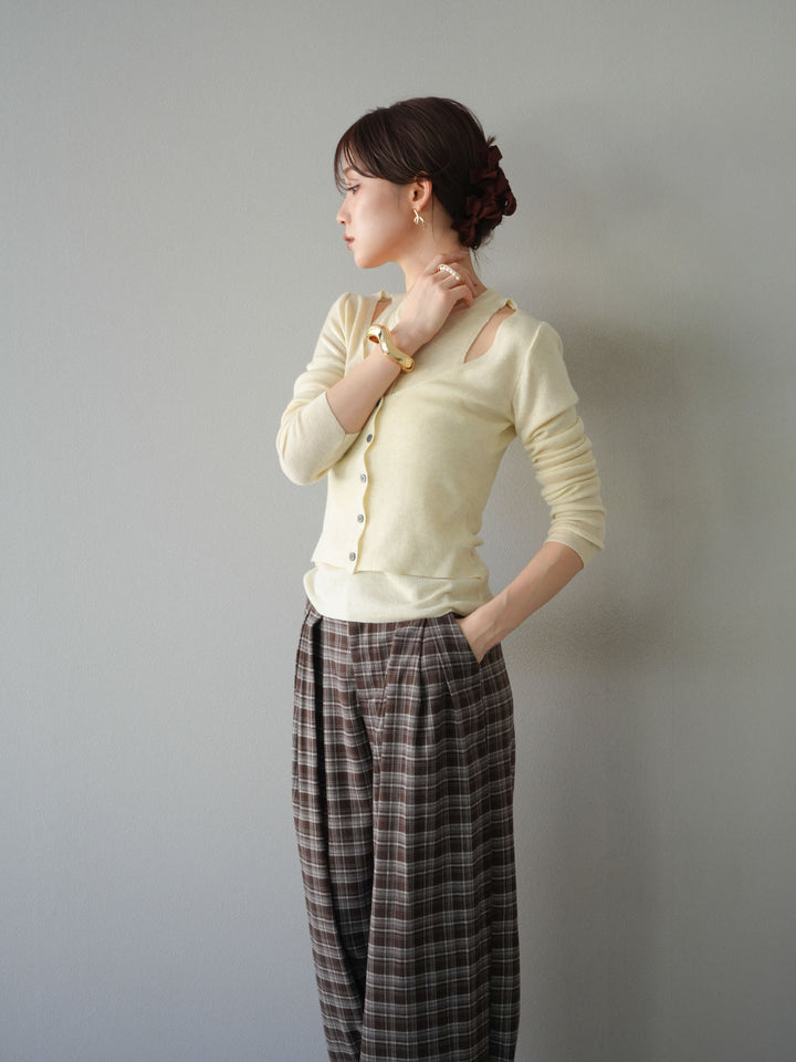 [予約]レイヤードデザインニットカーディガン/アイボリー