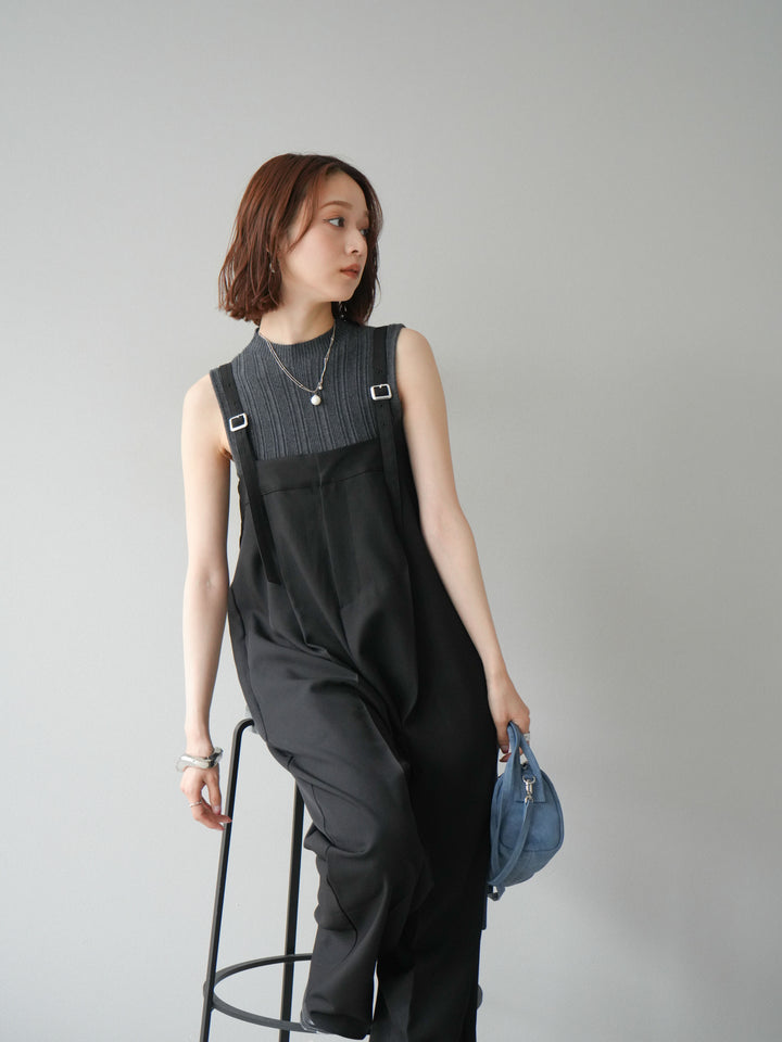 [予約]スリーブレスランダムリブニットトップス/グレー