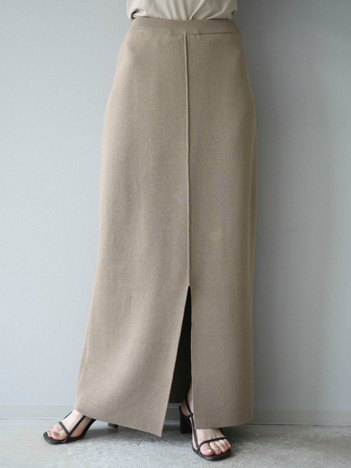 [予約]レーヨンポリIラインニットスカート/ベージュ