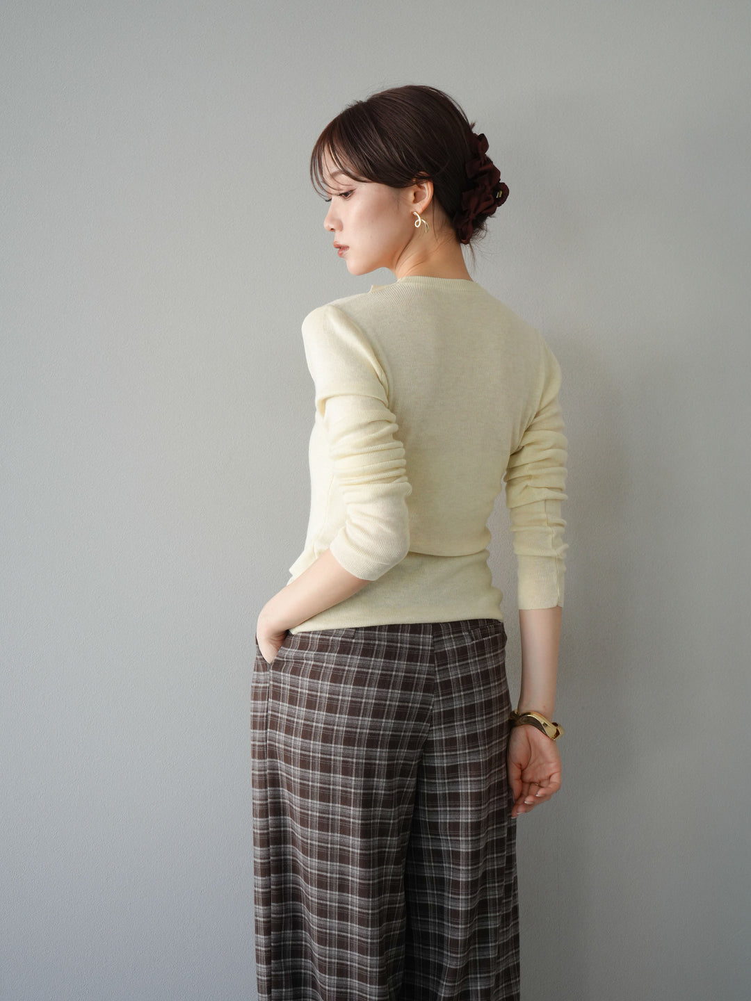 [予約]レイヤードデザインニットカーディガン/アイボリー