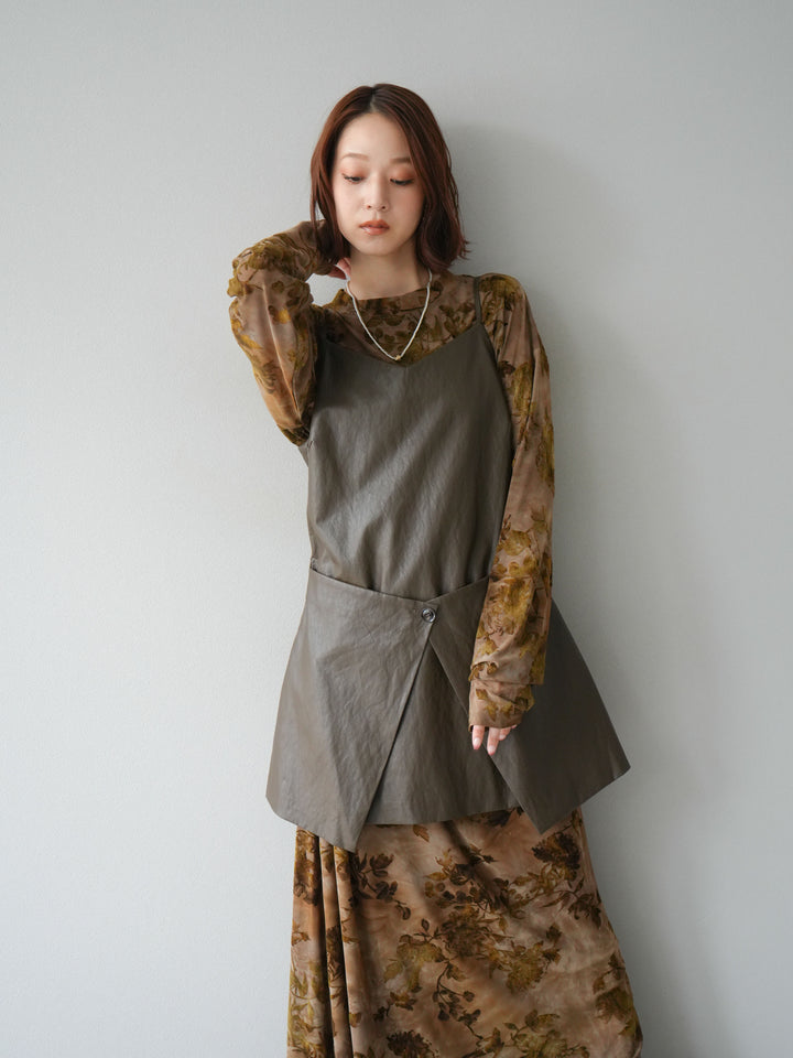 [予約]レイヤードレザーキャミソールチュニック/ブラウン