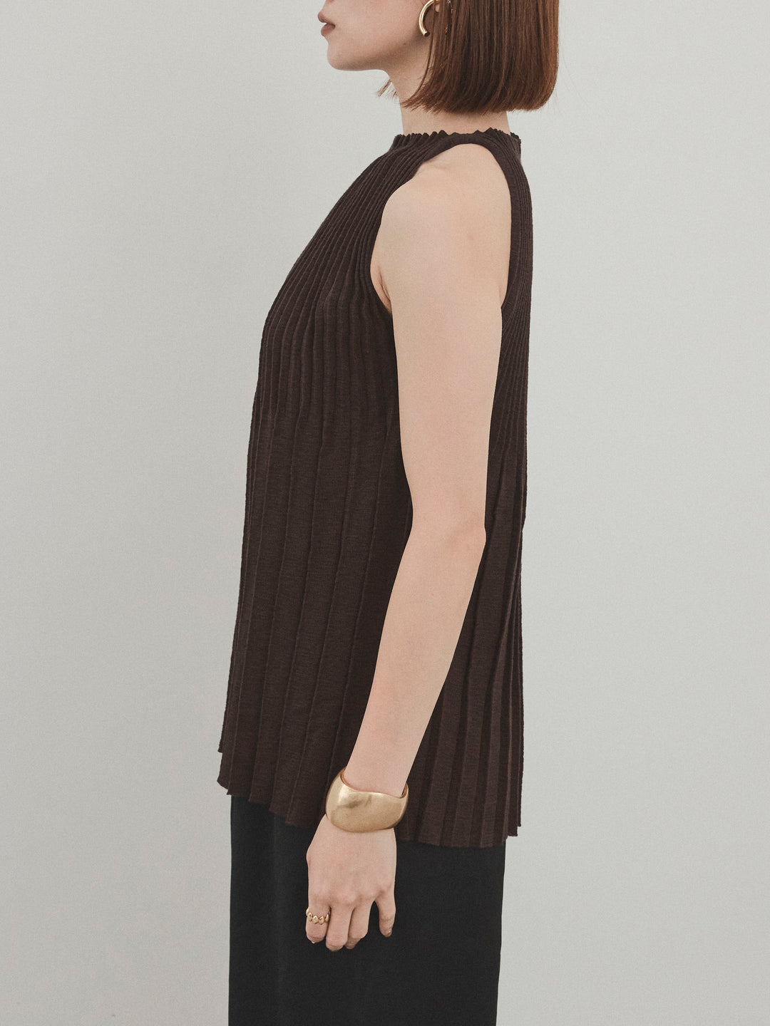 [予約]プリーツニットキャミソール/ブラウン