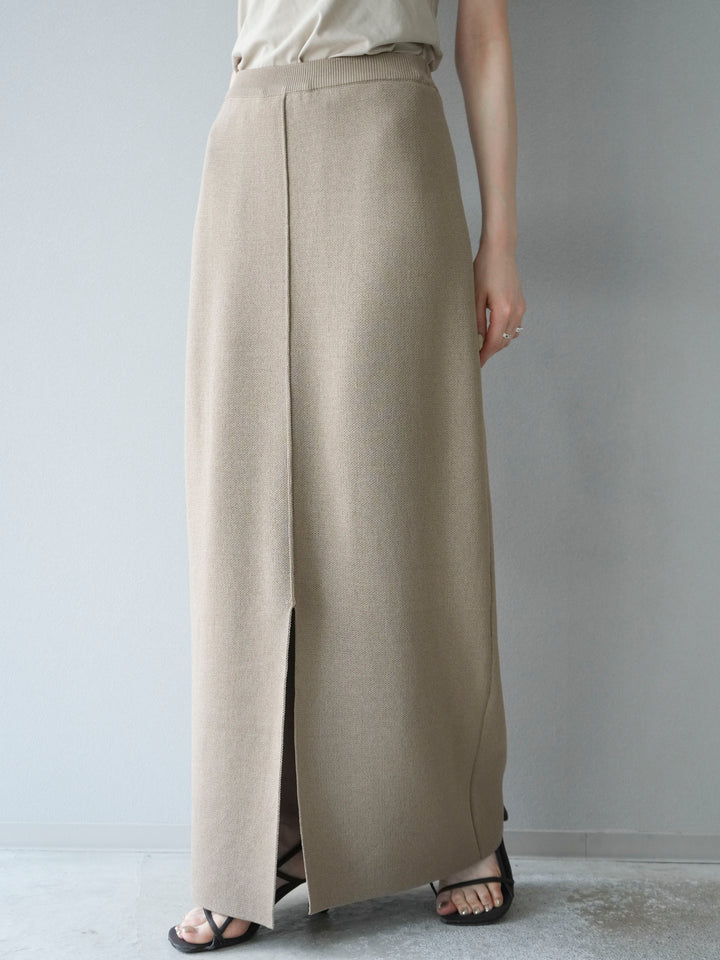 [予約]レーヨンポリIラインニットスカート/ベージュ