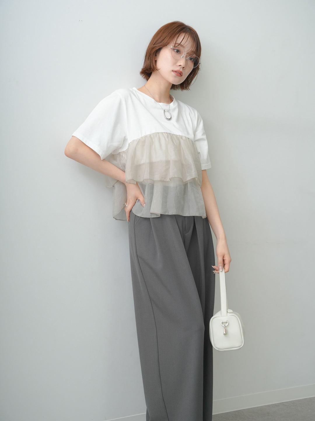 [SET]オーガンジーフリルドッキングTEE+選べるアクセセット(2set)
