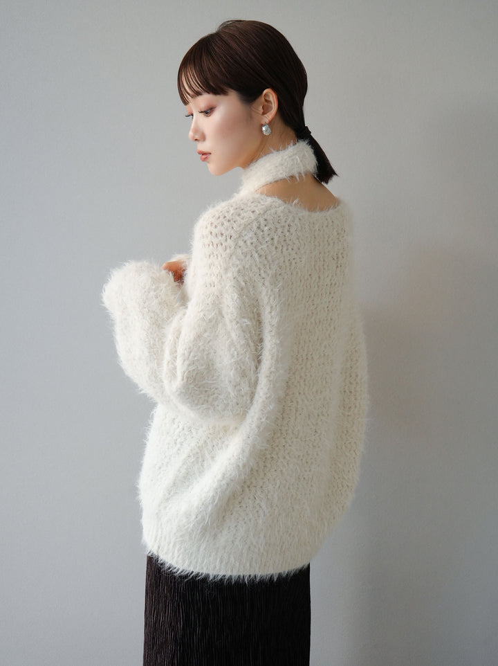 [預訂] 混紡毛絨針織披肩/白色