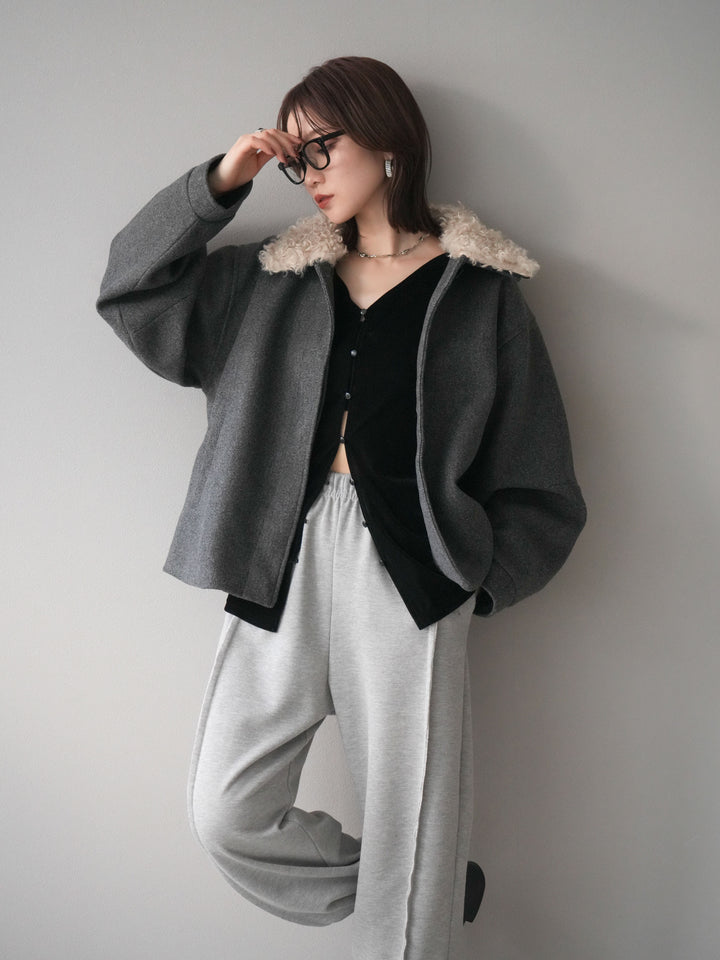 [予約]ロービングボアえりブルゾン/charcoal
