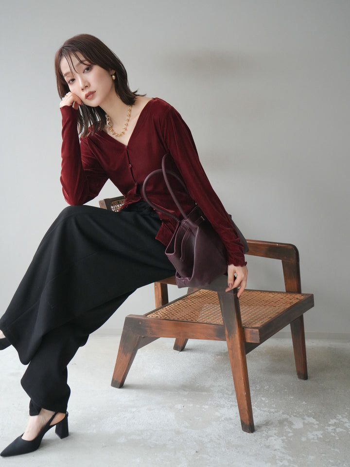 [予約]ベロアカーディガン/bordeaux