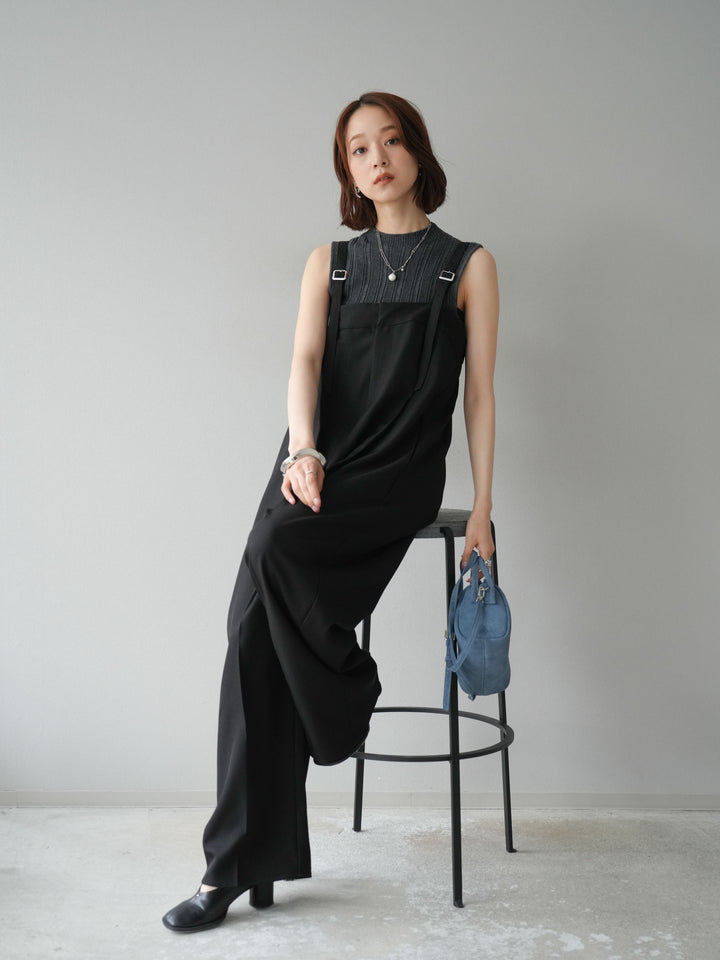 [予約]スリーブレスランダムリブニットトップス/グレー