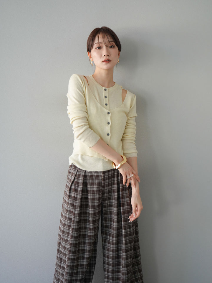 [予約]レイヤードデザインニットカーディガン/アイボリー