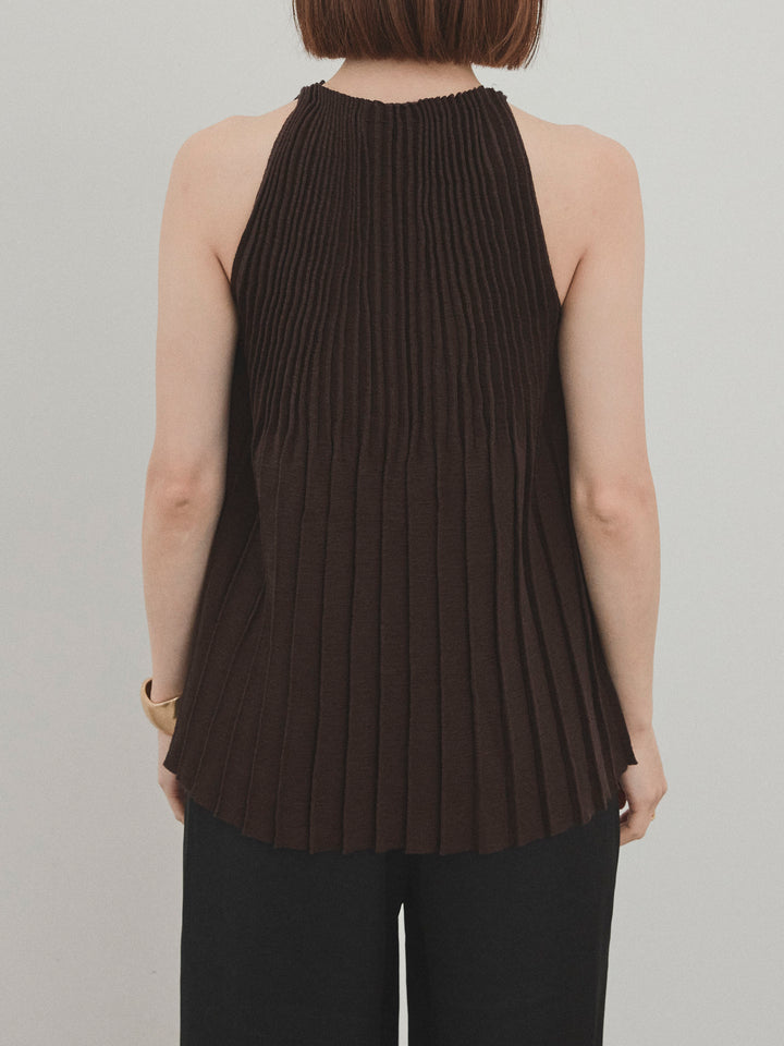 [予約]プリーツニットキャミソール/ブラウン
