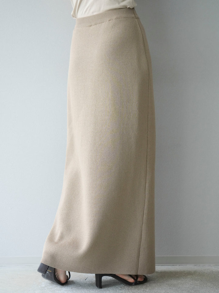 [予約]レーヨンポリIラインニットスカート/ベージュ