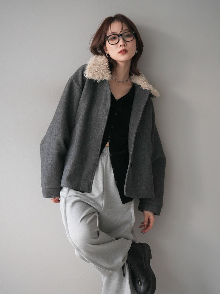 [予約]ロービングボアえりブルゾン/charcoal