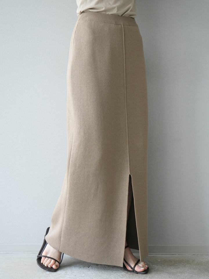 [予約]レーヨンポリIラインニットスカート/ベージュ