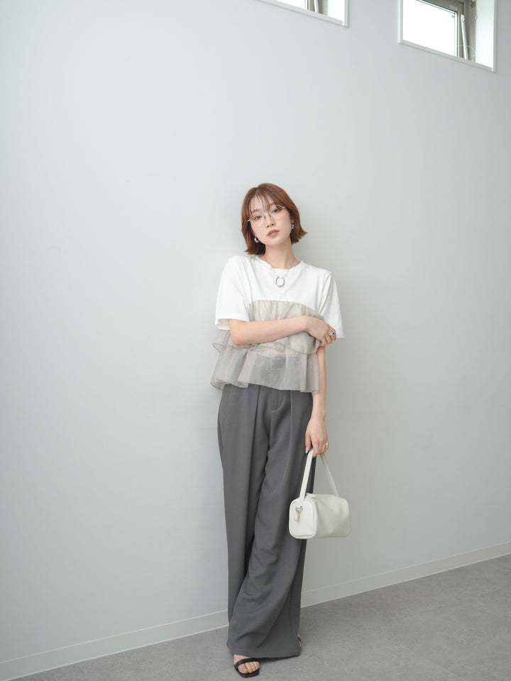 [SET]オーガンジーフリルドッキングTEE+選べるアクセセット(2set)