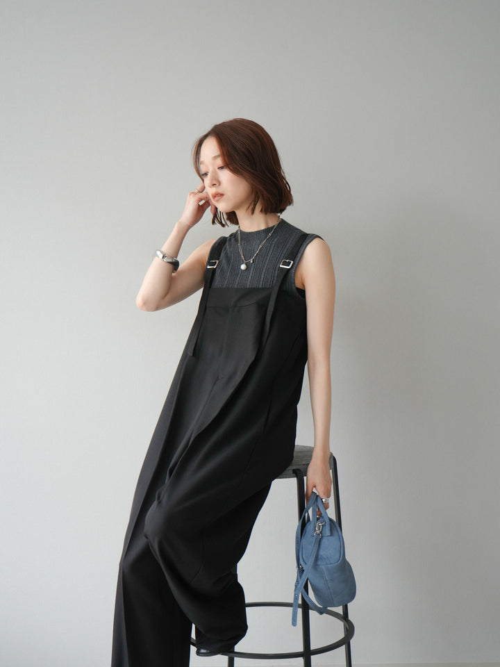 [予約]スリーブレスランダムリブニットトップス/グレー