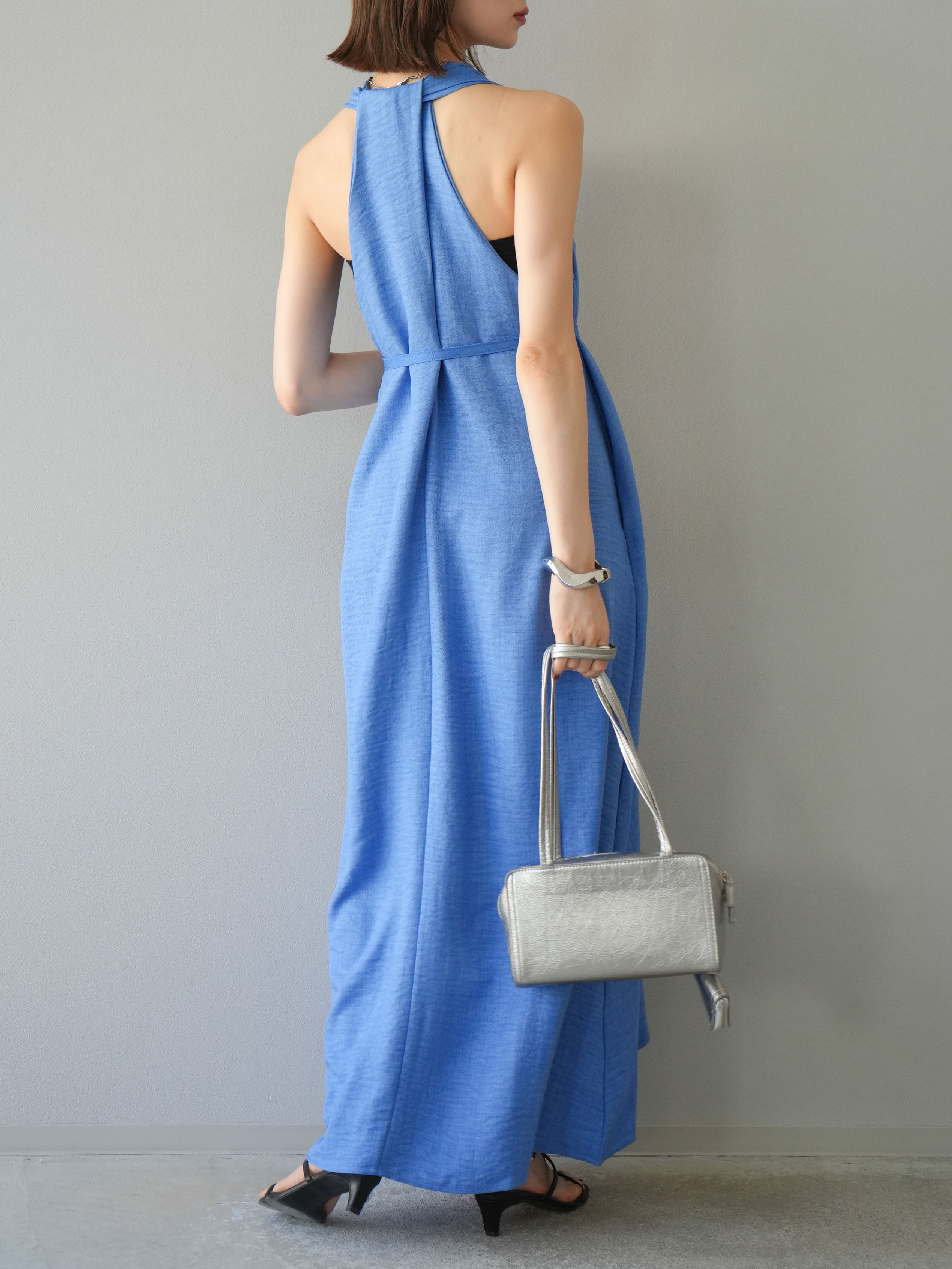 予約]ループデザインムラ染めワンピース/ブルー – Lumier