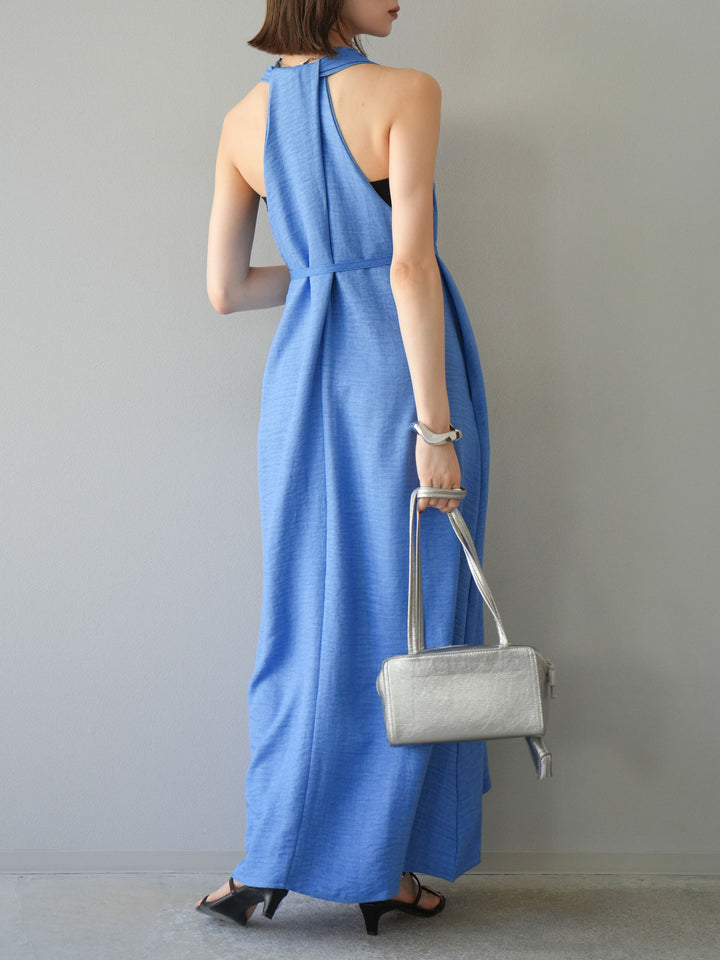 【預購】環形設計不均勻染色洋裝/藍色