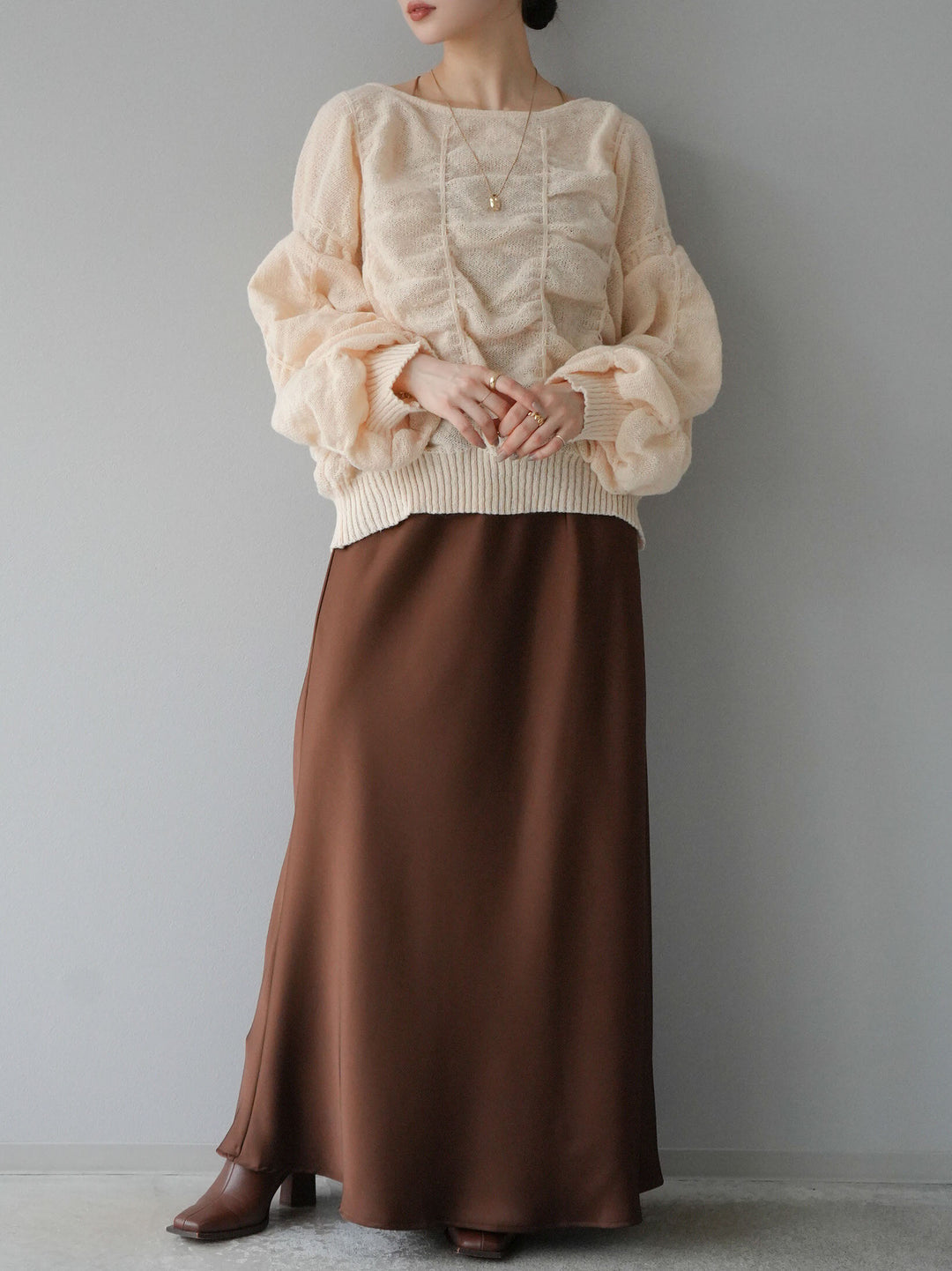 [予約]バックオープンシャーリングニットプルオーバー/エクリュ