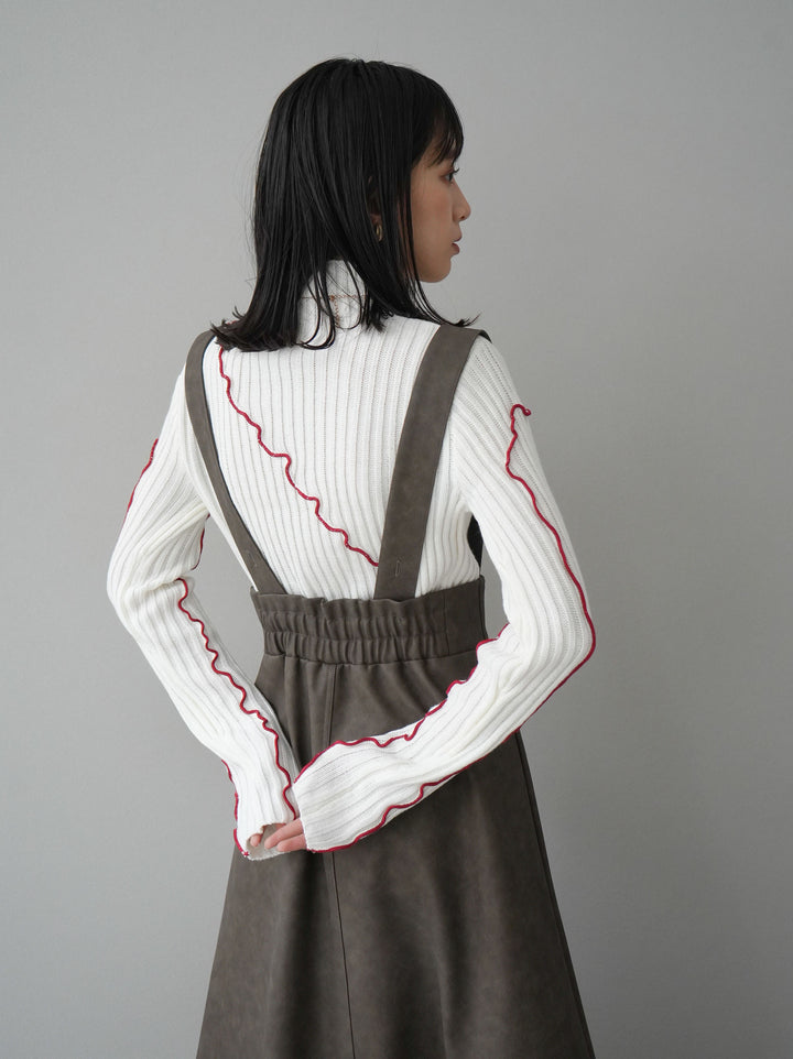 【預購】色彩協調柔和高領針織上衣/象牙色