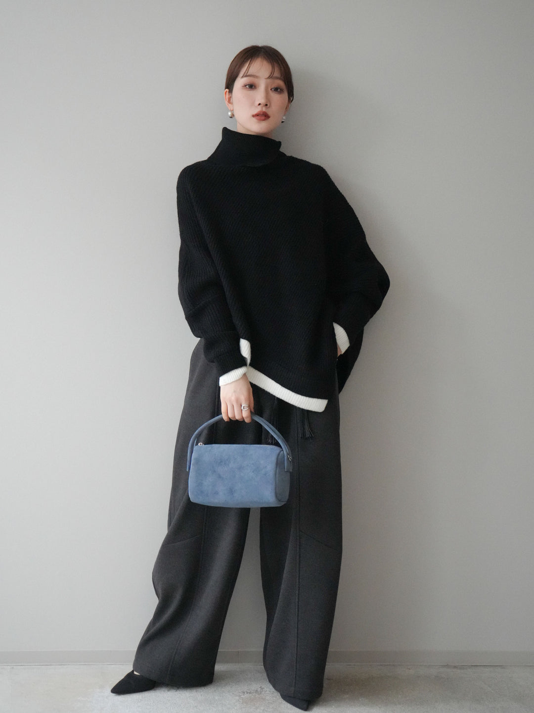 [SET]ベルト付裏起毛センターシームカーブパンツ+ベルト付裏起毛センターシームカーブパンツ(2set)