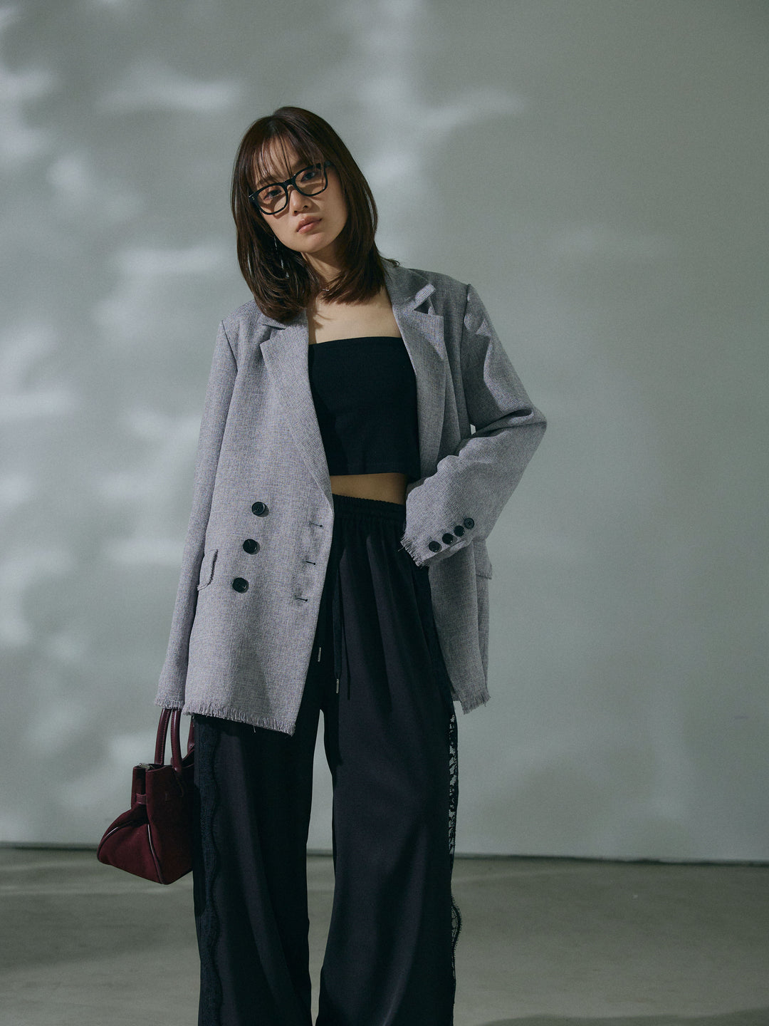 【Allure】[SET]スラブツイードフリンジテーラージャケット+スラブツイードフリンジテーラージャケット(2set)