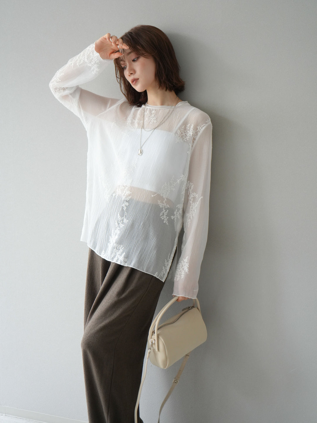 [予約]刺繍シアープルオーバー/オフ