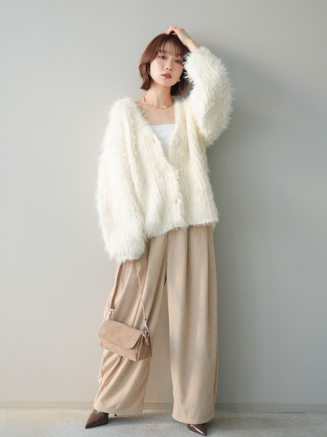 [予約]コーデュロイサイドタックコクーンパンツ/beige