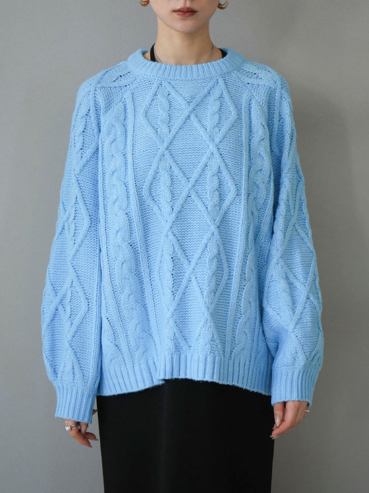 [Pre-order] Crew neck cable knit pullover/blue