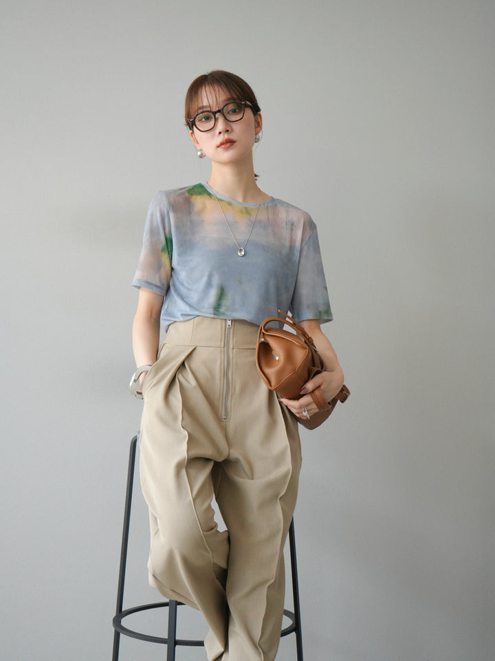 [予約]タイダイ柄シアーハーフトップス/サックス