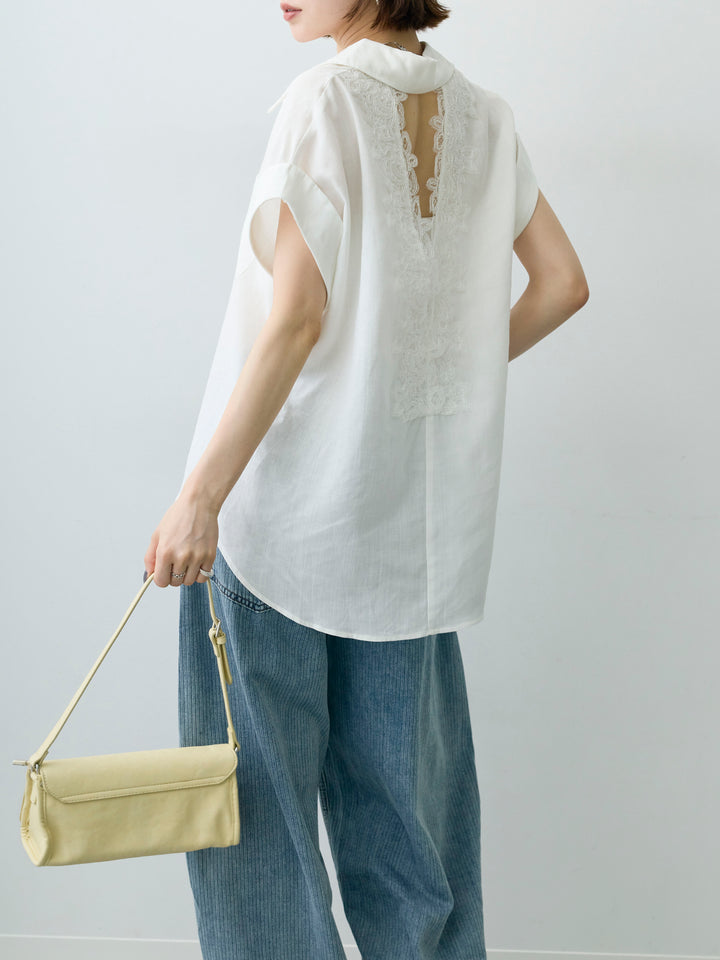 [予約]バックレースフレンチシャツ/white