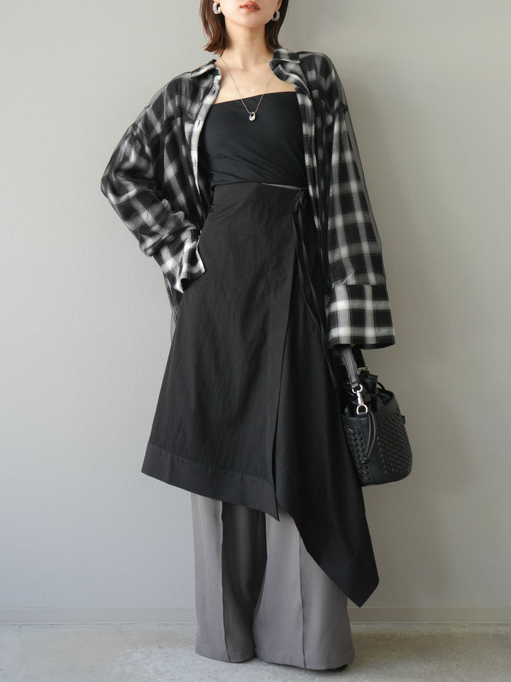 [予約]アシンメトリーレイヤードスカート/ブラック